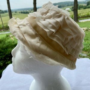 Vintage Chiffon & Straw Hat